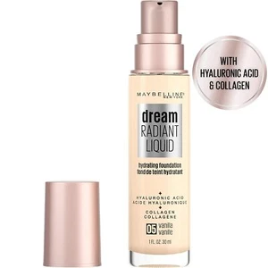 Maybelline Dream Radiant flüssige Foundation 1 Unze Hyaluronsäure/Kollagen Vanille - Bild 1 von 10