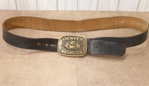 Denver Broncos Belt Buckle  Solid Brass Heritage Mint Ltd Vintage  W/ Belt 1976 - Picture 1 of 11