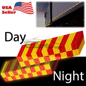 Safety Reflective Checkered Flag Sticker Stripe Warning Mark Bumper Trailer