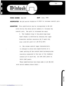 Manual de servicio para McIntosh MA 230 - Imagen 1 de 1