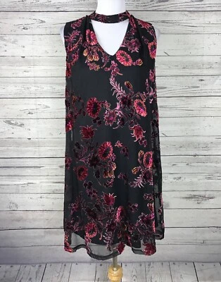 Vestido Gargantilla Luxology Multicolor Gigi Flocado Terciopelo Floral Superposición Talla 10 Nuevo con Etiquetas Foto 1 de 4