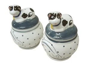 (WL017) JUEGO SAL SALERO Y PIMIENTA PIMENTERO CERAMICA VACA - Imagen 1 de 1