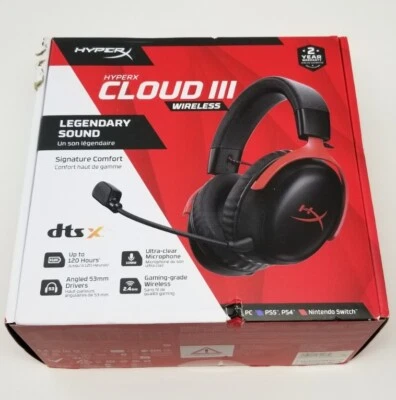 New HyperX Cloud III Wireless Gaming Headset PC PS4 PS5 Switch DTSX 120hr  - Image 1 of 4