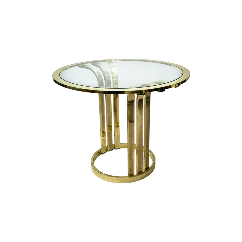 Brass Plated Art Deco Style Side Table 1970s Glamour Vintage Hollywood Regency - Image 1 of 4