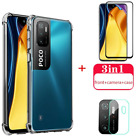 For Xiaomi Poco F3 X3 M3 M4 Shockproof Case + Lens Film + Glass Screen Protector