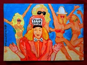 Colorful acrylic & Ink "David Lee Roth" 5x7 canvas (Ooak) 1/1 Sba - Picture 1 of 9
