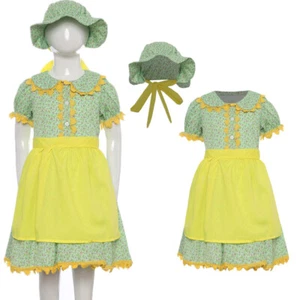 Girls Costume Cook Dress Festival Outfit With Apron Uniform Fany 3 PCS Cosplay - Picture 1 of 20