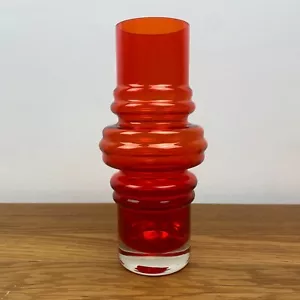 Riihimäki Red Hooped Glass Vase Tamara Aladin Mid-Century Finnish - Picture 1 of 8