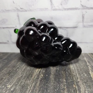 Vintage Murano Style Hand Blown Glass Fruit - Purple Grapes 5.5" - Picture 1 of 4