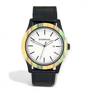 Men’s Premium Multi Bamboo & Black Leather Watch - Gift For Him - Best Dad Gifts - Bild 1 von 6