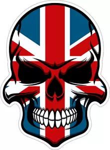 (2 Pack) Flag Skull Great Britain (5" color: FULL)Printed Vinyl Window Sticker - Picture 1 of 6