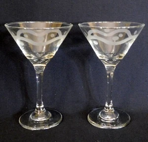 Set 2 Vintage Libbey geätzte Wein Martini Gläser Stielgläser 6" hoch - Bild 1 von 7