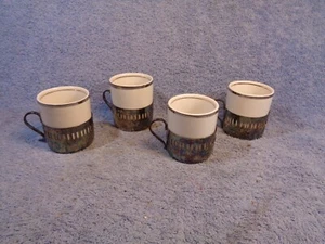 Vtg Pocelana VEROCRUZ Expresso Cup & BELLINI Cup Holder 4 Lot AS-IS Two Cracked - Picture 1 of 14