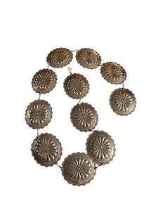 Silver Colored Metal Concho Belt 38” Vintage - Picture 1 of 4