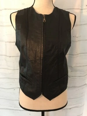 Chaleco The Leather Limited Grande Para Mujer Cuero Negro Cremallera Completa De Colección Foto 1 de 4