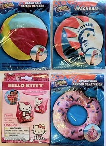 Splash-N-Swim - Beach Ball 20 in, Donut Splash Ring 26.5” &Hello Kitty Arm Bands - Picture 1 of 2