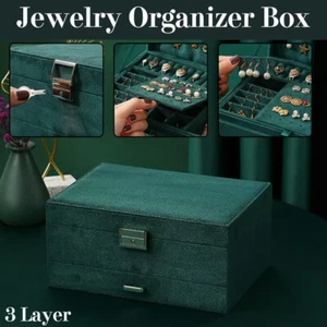 Jewelry Organizer Box Necklace Large Capacity Earring Display Holder Case 3Layer - Picture 1 of 12