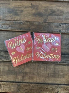 Wine is my Valentine 32 beverage size paper napkins decoupage crafts 2 packs 16 - Picture 1 of 3