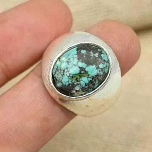 Turquoise Gemstone Men's Ring Handmade 925 Sterling Silver Ring All Size  D106 - Picture 1 of 4
