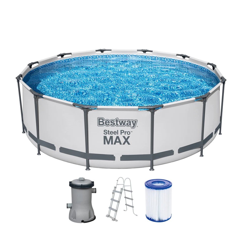 Bestway® Steel Pro MAX™ Frame Pool Set mit Filterpumpe Ø 366 x 100 cm, lichtgrau - Bild 1 von 1