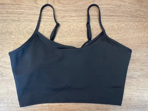 PINK Victoria's Secret Pure Black SMALL DD Ultimate Light Lined Crop Sport Bra - Picture 1 of 2