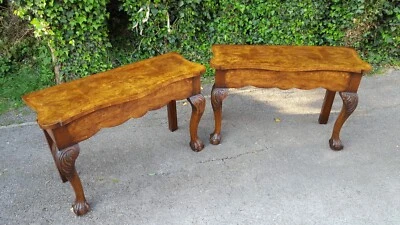 PAIR OF BURR WALNUT HALL TABLES - Image 1 of 4