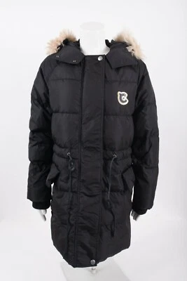 COACH Womens Down Puffer Jacket Coat Black Sz 2 Hooded Lamb Shearling trim NEW - Image 1 of 4