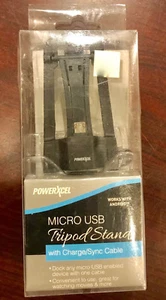 PowerXcel Micro USB Tripod Stand Black with Charge/Sync Cable for Android BLACK - Picture 1 of 1