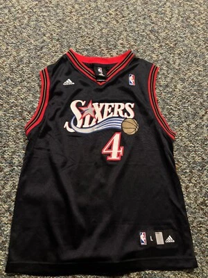 Camiseta deportiva grande Chris Webber #4 NBA negra Adidas 76ers para niños  Foto 1 de 4