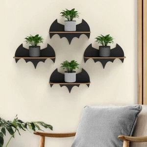 Beautiful Design Batman Shaped Wooden Wall Shelf Set Of Four - Picture 1 of 2