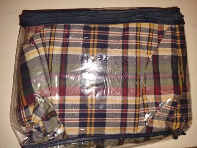 Ralph Lauren Vintage 1993 Blue Madras Plaid QUEEN Bed Skirt Dust Ruffle NEW NOS  - Image 1 of 4