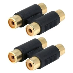 2 Pair 2RCA Female to Female Coupler Audio Adapter Connector Cable Joiner Gold - Picture 1 of 7