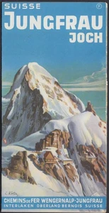 Jungfraujoch & Bahn Svizzera sport invernali destinazione brochure c anni 50 sci - Foto 1 di 1