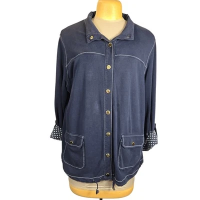 Jones New York Signature Woman 3X Snap Front Lightweight Jacket Polka Dot Casual - Image 1 of 4