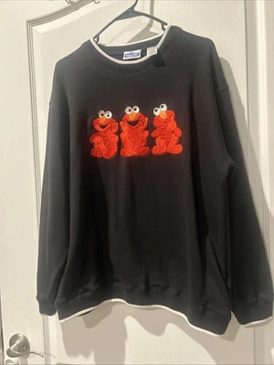 Vintage  SESAME STREET ELMO XL Black EMBROIDERED SWEATSHIRT - Image 1 of 4