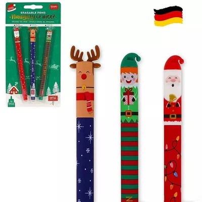 Set Weihnachten mit 3 löschbaren Gelstiften Santa Claus Reindeer Elf Legami DE - Bild 1 von 4