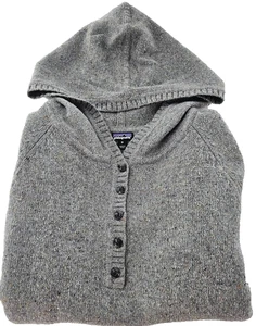 Padagonia Button Front Hoodie Wool Blend Pullover Sweater Men's Medium - Picture 1 of 7