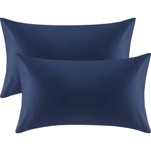 100% Organic Cotton Pillow Cases Set of 2, Pillow Cases Standard Size Satin W... - Picture 1 of 7