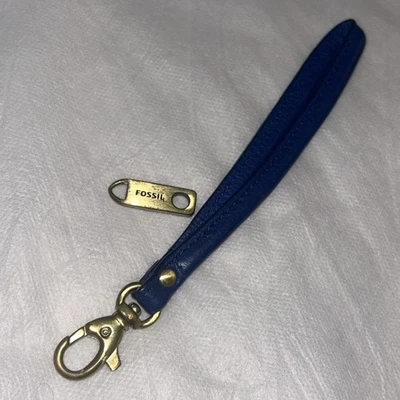 FOSSIL Blue Leather Replacement Wallet/Wristlet Strap & Replacement Zipper Pull - Image 1 of 4