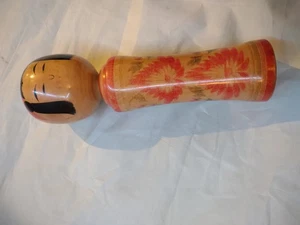 Vintage 9 Zoll Blume Kokeshi Puppe signiert japanisch - Bild 1 von 5