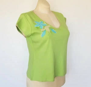Cervelle Top Blouse NEW w/ Tags Mint Green 3D Applique Flowers Womens Sz Small - Picture 1 of 8