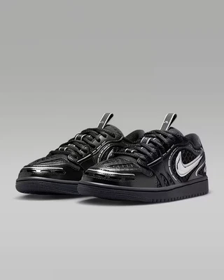 Nike WMNS Air Jordan 1 LOW Method of Make "Black/Metallic Silver" HQ2186-001 New - Image 1 of 4