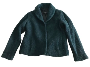 Eileen Fisher Italian Wool Boucle Blazer Hook Front Closure Side Pocket Sz S - Bild 1 von 19