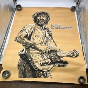 Vintage Bruce Springsteen Illustration Design Poster Concert Brown Paper Rare - Picture 1 of 21