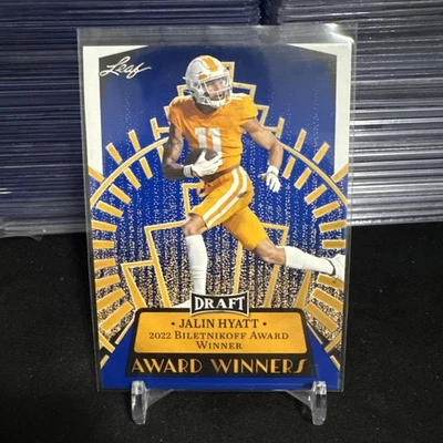 2023 Jalin Hyatt Leaf Draft Rookie Award Winners Blue - New York Giants - Image 1 of 2