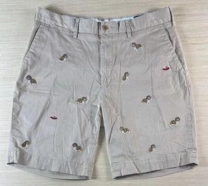 Polo Ralph Lauren Shorts Men’s 32 Embroidered Bulldog Stretch Classic Fit Tan - Picture 1 of 6