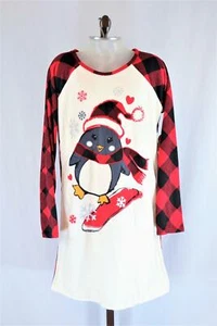 Wonder Nation Holiday Penguin Snowboard Girls Sleepwear Size Large 10-12 - Picture 1 of 8