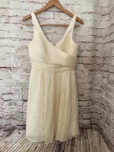 J. Crew Dress Womens 8 Silk Cream Chiffon Pleated A Line Sleeveless Flowy Party - Picture 1 of 15