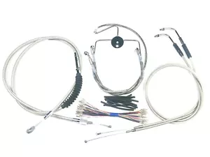 HARLEY ROAD KING 2007 BRAIDED HANDLEBAR CABLE WIRING KIT APE HANGER 16" - Picture 1 of 1