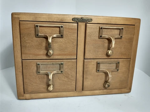 Card Catalog Remington Rand 4 Drawer index file wooden library Cover
